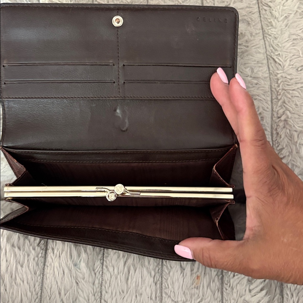 Celine Chocolate and Tan Monogram Wallet - Picture 4 of 9